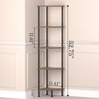 5-Tier Corner Shelf Stand, 52" Industrial Corner Display Rack for Living Room, Bookshelf, Tall Display Shelf, Plant Stand, Storage Standing Shelf for Bedroom, Bathroom, Kitchen, Brown