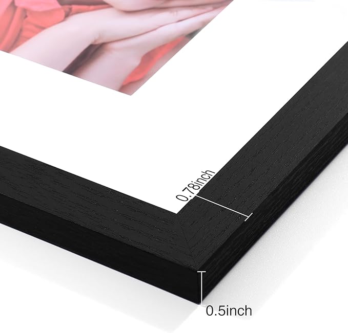 Vittanly 11x17 Picture Frames Set of 9, Shatter Resistant Plexiglass, Display 8x12 Pictures with Mat or 11x17 without Mat, Photo Frames for Wall Mount, Engineered Wood, Black