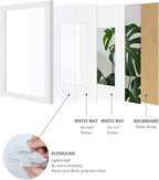 Egofine 8x12 Picture Frames Set of 4, Made of Solid Wood Covered by Plexiglass 5x7 and 6x8 with Mat or 8x12 without Mat, for Table Top Display and Wall Mounting Photo Frame White