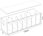Acrylic Belt Organizer with Dust Cover – Clear Belt Storage Box for Closet or Drawer, Belt and Tie Display Holder Case with 7 Compartments for Men and Women