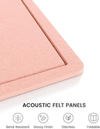 Fluxynara Bulletin Board,35.4" x 23.6" Cork Board Alternative with 12 Safe Removable Adhesive Tabs, Foldable Felt Pin Board for Home Office, Classroom, Bedroom,Entryway for Walls—Pink
