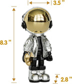 EZ4ENCE Small Figurine Statue Astronaut Sculpture Decor,Sculpture for Home Decor,Arts Silver Shelf Decoration,Cool Metal Mask Table Decor,Mini Ornament
