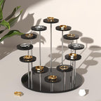 Round Acrylic Display Riser Stands, 12 Tier Jewelry Display Stands for Rings Earrings Mini Figurines 1 Pack(Black)