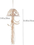 Macrame Wall Hanging,Jellyfish Dream Catcher with Star Lights,Bohemian Woven Wall Art Decor Beautiful Apartment Dorm Room Door Decoration (White)