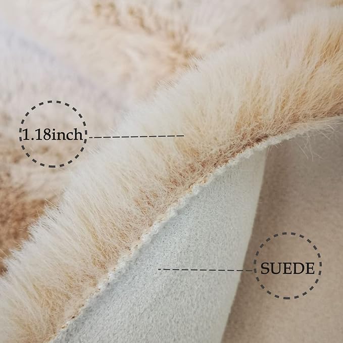 Ghouse Soft Faux Sheepskin Fur Rug 2x6 Light Brown Beige Fluffy Bedside Rugs Plush Rug Shag Nursery Carpet Area Rugs for Living Room Bedroom Playing Room Decor