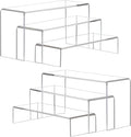 ANDGOO Display Risers, 6 Pcs(7.9”L~8.3”L~8.7”L) Rectangular Clear Acrylic Showcase Collectibles Display Stands Suitable for Retail Shoe Showcase Jewelry Funko Pop Figures