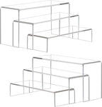 ANDGOO Display Risers, 6 Pcs(7.9”L~8.3”L~8.7”L) Rectangular Clear Acrylic Showcase Collectibles Display Stands Suitable for Retail Shoe Showcase Jewelry Funko Pop Figures
