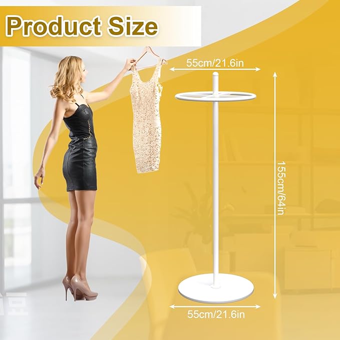 Round Garment Rack, Floor Standing Rotatable Clothing Rack, Portable Retail Display stand for Hanging Clothes Bedrooms Boutiques Commercial Shop Laundry Room
