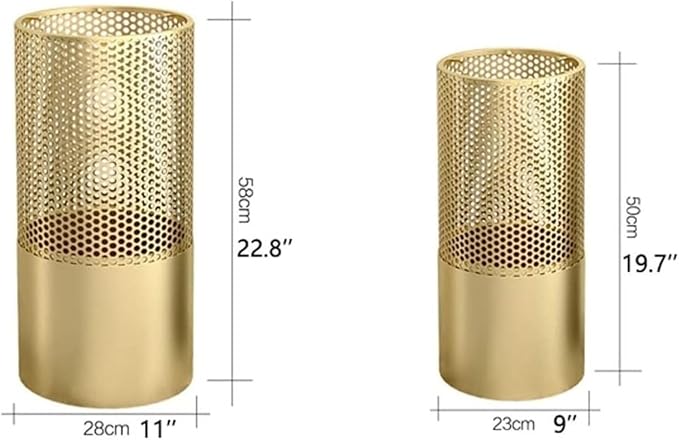 Umbrella Stands Hollowed-Out Metal Umbrella Holder with Hooks,Umbrella Rack Modern Round Outdoor Hallway Entryway Umbrella Stand Rack (Color : Silver, Size : 50cm)