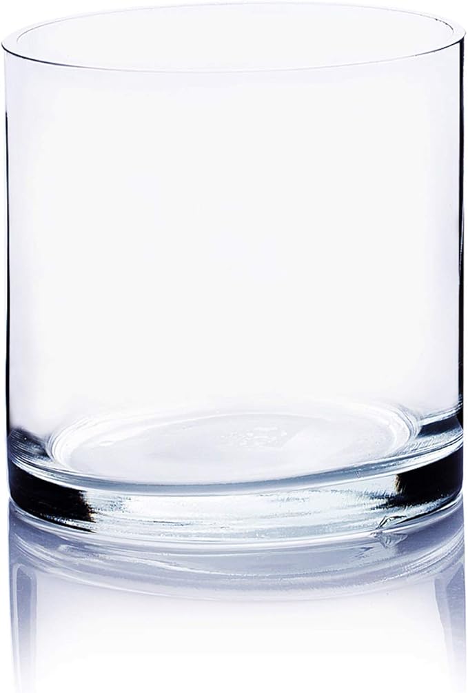 WGV Cylinder Vase, 4" W x 4" H, Floral Container, Glass Candle Holder Centerpiece Planter Terrarium for Wedding Party Event, Home Office Decor, Clear, 1 Piece