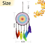 Dream Catcher Wall Decor Kit with Feathers and Beads Pendant, Handwoven for Bedroom Living Room Decoration (Rainbow)