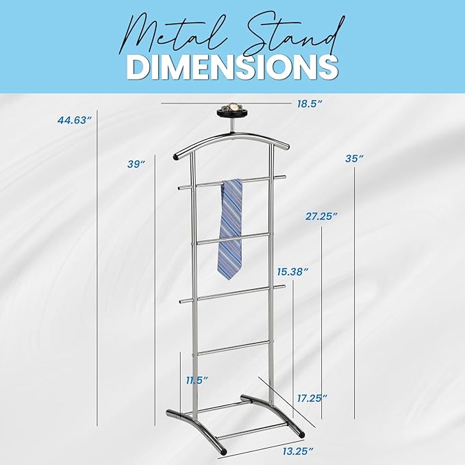 Kings Brand Furniture - Lebedev Metal Suit Valet Stand, Clothes Rack, Chrome