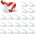 HOMOKUS Shoe Slots Organizer for Closet Organization, 20 Pack Adjustable Shoe Stacker Space Saver,Double Layer Shoe Rack Organizer Holder with 4 Different Height (White)