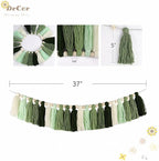 DrCor Sage Green Tassel Garland – Woodland Classroom Decor for Back to School Bulletin Board, Reading Corner, Nursery, Kids Room, Baby Shower, Dorm Room & Teacher Classroom Decorations