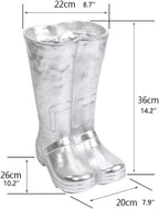 Umbrella Stand Creative Rain Boots Shape Umbrella Holder Flower Arrangement Umbrella Stand Fashion Resin Umbrella Storage Bucket Decoration Shelf Bucket(Silver)