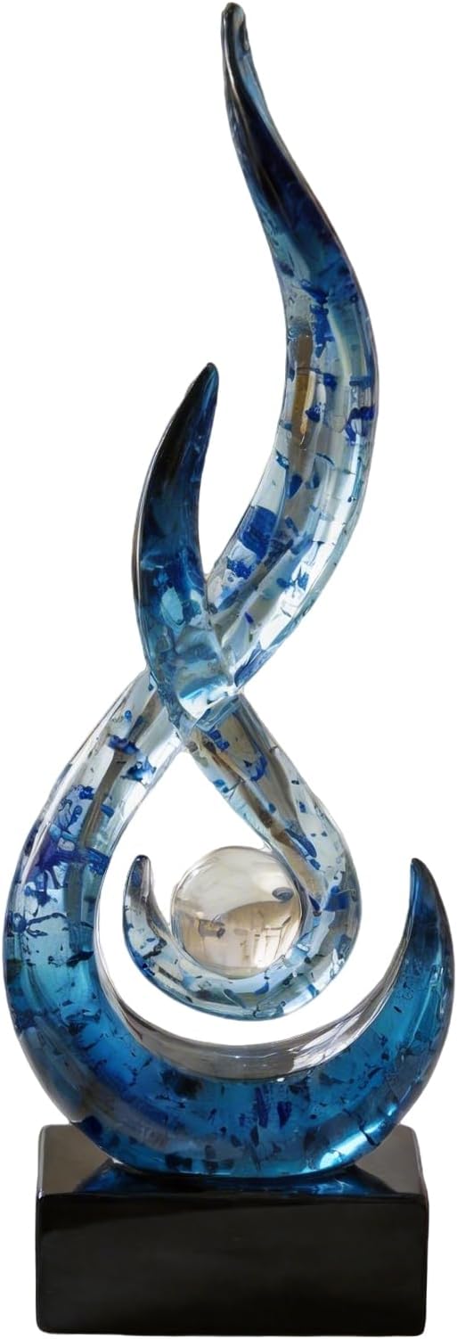 Modern Abstract Art Table Decoration,Resin Flame Statue Modern Centerpiece Ornaments for Living Room Great Gift Idea Home Decor,Collectibles (Blue foil)