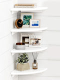 Forbena White Corner Floating Shelves for Wall Set of 4, Rounded Corner Shelves Wall Mounted for Kids Bedroom Books, Cute Wood Hanging Corner Shelf for Bathroom Decor, Living Room, Small Spaces