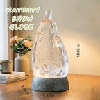 Nativity Snow Globe Holy Family Lighted Snowglobe Lantern with 6H Timer, Battery Operated Nativity Water Globe, White Nativity Scene Religious Decor Gift for Prayer Room, Church, Tabletop, Home Décor
