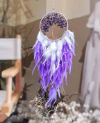 Dream Catchers, Purple Dream Catcher Tree of Life Wall Decor, with Natural Healing Crystal Stone, Perfect Handmade Dreamlike Crystal Dream Catcher for Bedroom Art Craft Gift