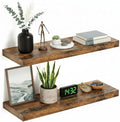 Vivelove Floating Shelves for Wall, 24 inch Wall Shelves for Bathroom Bedroom, Living Room, Kitchen, Office, Rustic Farmhouse Shelf Decor with Invisible Bracket, 24x9x1.6, Set of 2, Rustic Brown
