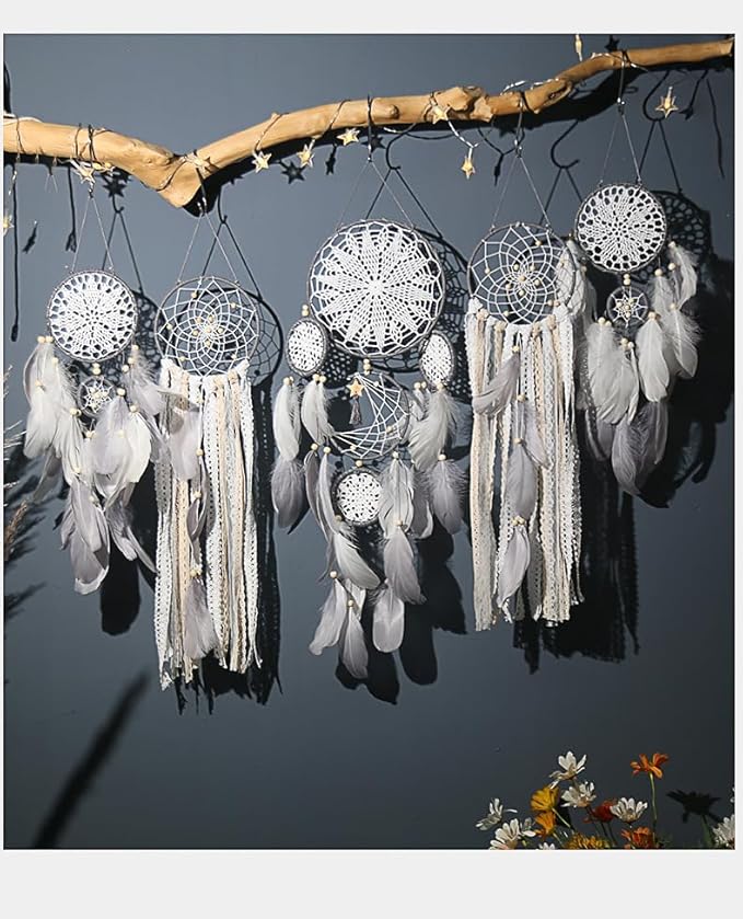 5 Pack Bohemian Ornaments,Dreamcatcher Gift Boho Native American Decor, Handmade Dreamcatcher for Girls, Boys, Adults, Kids Room,Witchy Gifts (Camel)