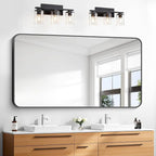 BONEWEI 30x55 inch Bathroom Mirror,Black Rectangle Mirror,Wall Mounted Bathroom Frame Vanity Mirror with Round Corner for Bedroom Living Room, Entryway Hangs Horizontal or Vertical