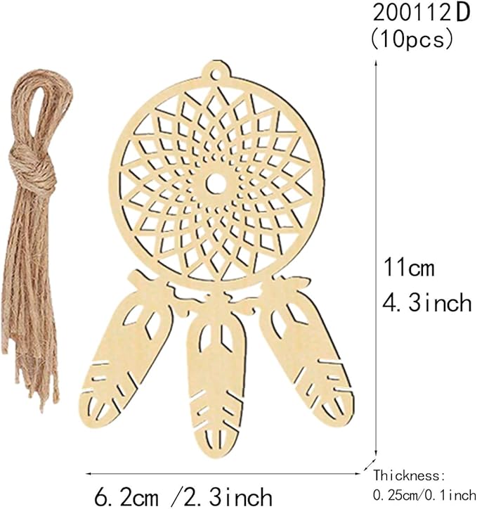 80 Set Wooden Dream Catchers Kits Wood Small Unfinished Dream Catcher Decorative Hanging Ornaments Cutouts to DIY Paint Crafts for Wall Home Tree Decor, 8 Styles