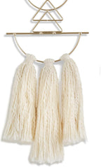 IOWER Boho Wall Decor Macrame Wall Hanging Small Metal Wall Art Cute Wall Decor For Living Room Bedroom(Ivory, 13"Lx4.7"w)