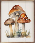 Kendrick Home Mushroom Decor - Three Mushrooms Wall Art, Mushroom Themed Decor and Accessories for Kitchen, House, Bedroom, or Office, Cottage Core Decorations, Vintage Nature Gifts, 8" x 10"