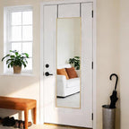 DUMOS 47"x14" Full Length Door Mirror, Full Body Mirror with Aluminum Alloy Thin Frame, Leaning or Hanging, Suitable for Bedroom, Livingroom, Cloakroom, Gold