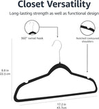 Amazon Basics Slim Velvet Non-Slip Space Saving Suit Clothes Hangers, Closet Organizer, Black/Silver, 100-Pack