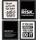 DSHFG Inspirational Office Motivational Wall Art Decor Prints Set of 4, Black Motivational Wall Decor Trendy Retro Posters for Office Home Decor, 12x16 Unframed