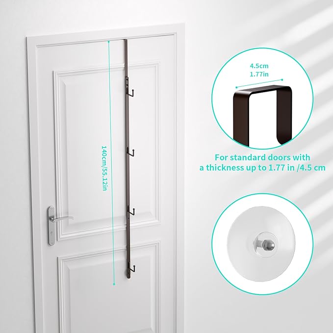 HapiRm Over Door Hat Rack - 3 Packs Hat Organizer with 12 Hooks Design, Hanging Baseball Cap Organizer Storage Holds Up to 60 Caps for Door, Bedroom, Closet (Brown)