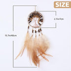 Pretty Jolly Small Tree of Life Crystal Stone Dream Catchers Brown Feathers Mini Dreamcatchers for Cars Rear View Mirror Hanging Decoration Good Luck Travel Charm Bedroom Ornaments for Women Girls