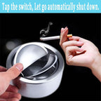 Nescope Stainless Steel Windproof Ashtray with lid Flip Top Ashtray for Indoor or Outdoor Use Ash Holder for Smokers Desktop Smoking Ashtray Home Office Decoration Classic Metal a Lid Ashtreys