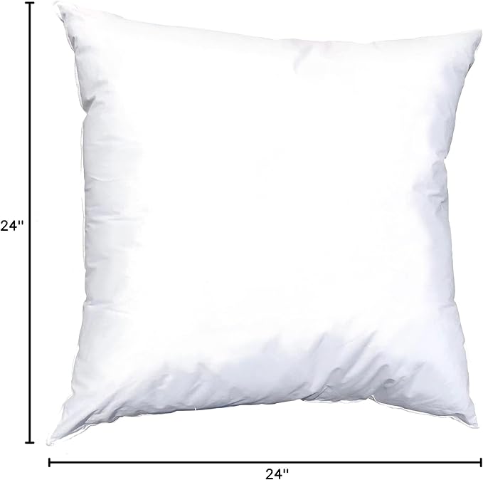 Pillowflex Synthetic Down Pillow Insert - 24x24 Down Alternative, Large Euro Pillow, Square Ultra Soft Throw, Euro Bed Sham - 1 Decorative Form