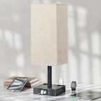 Touch Bedside Table Lamp For Nightstand - 3-Way Dimmable Night Lamp with USB A + Type C Charging Ports and two AC Outlets, Small Desk Light with E26 LED Bulb for Bedroom Living Room Dorm, BEIGE