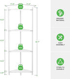 Wisuce Corner Shelf Stand - 4 Tier White Bamboo Small Corner Bookshelf for Office Kitchen Bedroom Plant Stand Living Room Decor Small Space