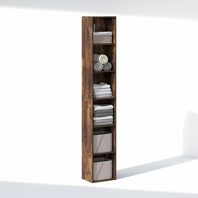 Furinno Cubicle 6-Tier Closet Organizers and Storage, Closet Organizer, Open Shelf Closet Storage, for Wardrobe, Bedroom, Living Room, Amber Pine