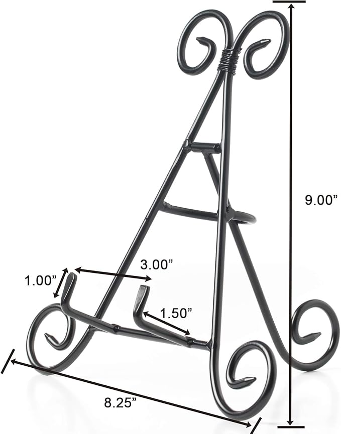 Huji Sturdy Iron Display Stand Holder for Home Kitchen Decoration Platters, Pictures, Frames and Books. (2, 9")