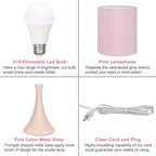Seaside village Pink Touch Lamp, 3 Way Touch Control Desk Lamp, Bedside Dimmable Lamp Decorative Nightstand Lamp, Small Night Light for Girls, Living Room, Dorm, Home Office, 9W LED Bulb Included