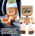 Shaking Wooden Man, Shaking Wooden Man Figurine for Car Dashboard, Handmade Shak Feet Woodens Doll, Funny Cars Ornaments Wood Desktop Decor, Car Dashboard Accessories with 12PCS Magnetic Expressions
