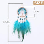 Pretty Jolly Small Tree of Life Crystal Stone Dream Catchers Blue Feathers Mini Dreamcatchers for Cars Rear View Mirror Hanging Decoration Good Luck Travel Charm Bedroom Ornaments for Women Girls