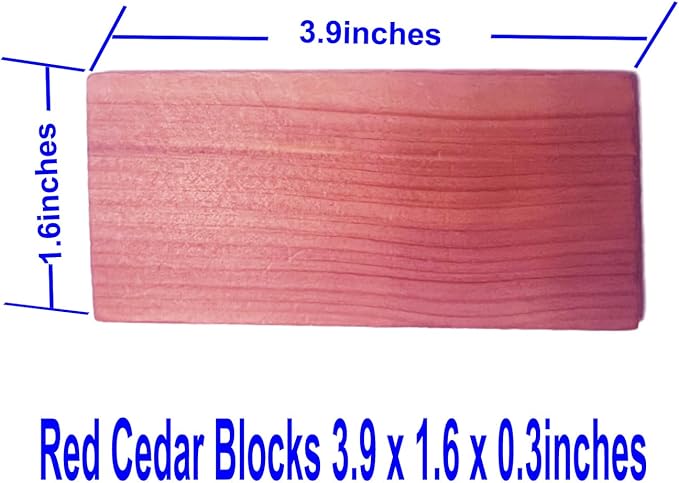Red Cedar Blocks for Clothing, Shoes, Drawers, 14 Pieces/Box, 3.9 x 1.6 x 0.3inches/Pieces