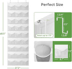 Unjumbly Baseball Hat Rack, 27 Pocket Over-The-Door Hat Organizer with Clear Deep Pockets to Display Baseball Caps Collection, Complete with 3 Over Door Hooks (White, 27 Pockets)