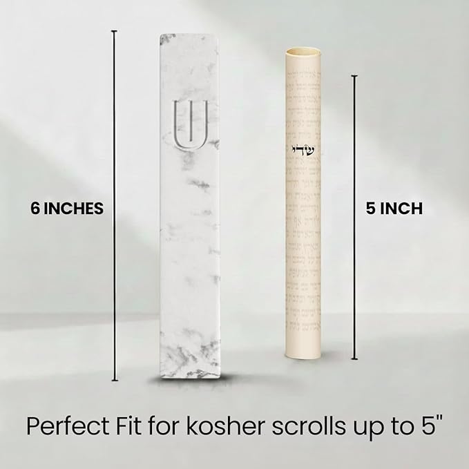 SURI Mezuzah for Door with Scroll – 6 Inch Modern Mezuzah Case with Non Kosher Scroll Included, Fits up to 5” Scroll, Easy Adhesive Installation, Gift Box Included