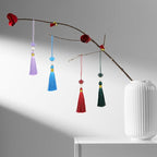 Beautyflier 24PCS Chinese Knot Tassel Pendant for Phone Case, Mini Mala Tassels with Hanging Loop, Jade Beads and Charms for Home Office Decor, Car Hanging Decoration, Graduation (8 Colors #2)