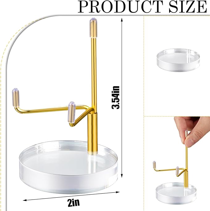 Suzile 4 Pcs Adjustable Metal Arm Display Stand Easel with Acrylic Base Rock Display Easel Holder Acrylic Crystal Clear Plate Stand for Geodes Mineral Agate(Gold,2 x 2 x 3.5 Inch)