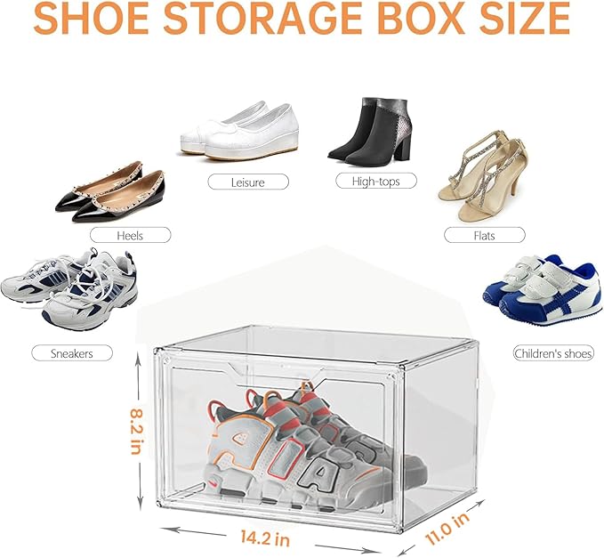 Magnetic Acrylic Clear Shoe Boxes – 360° Transparent Stackable Sneaker Storage & Organizer Box, Professional Shoe Display Case & Multipurpose Storage Bin for Closet (5pcs)