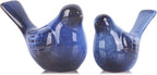 2pcs Small Ceramic Bird Statue and Sculpture for Home Decor Accents,Modern Animal Ornaments for Living Room,Bedroom,Bookshelf,Cabinets,Coffee Table Centerpiece,Cute Knick Knacks for Shelves (Blue)